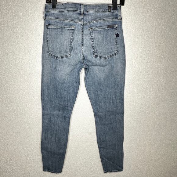 7 For All Mankind The Skinny Ankle Women's Jeans Sz 28 Embroidered Stars - Picture 5 of 15
